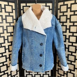 Lucky Brand Stonewashed Style Faux Fur Sherpa jacket size M